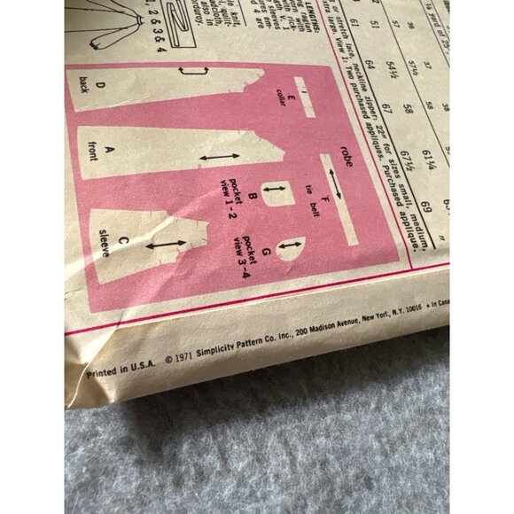 Simplicity 7222 Sewing Pattern Womens Robe in 2 Lengths Size X-Large 38-40 Vinta - Picture 4 of 5